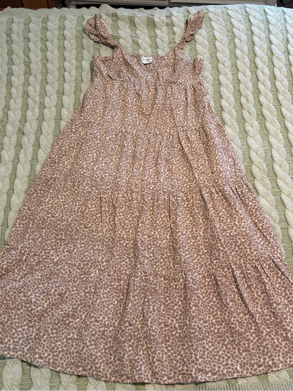 Floral Tiered Sundress with Tie Straps - Pink
